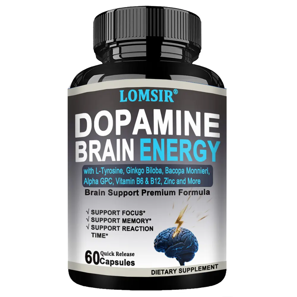 LOMSIR Cognitive Brain Support Dietary Supplement for Adults - Memory Boost, Mental Clarity, Neuro Protection - Nootropic Blend with L-Tyrosine, Ginkgo Biloba, Bacopa Monnieri, Alpha GPC - Prop 65 Safe - 60 Capsules