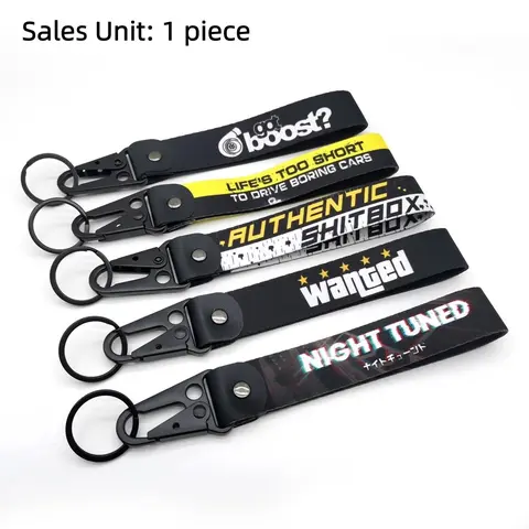 1 Pcs JDM Style Key Ring Lanyard Tags Key Strap Tow Sides Thermoprint Car Motorcycle Keychain Wrist Lanyard Holder Pendant Accessories Key Rings for Car Keys Car Key Chains
