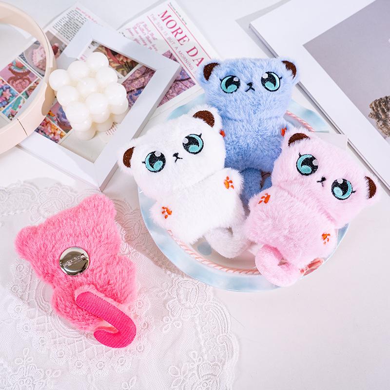 New cute long-tailed Siamese cat plush toy with bell, adorable cat bag accessory