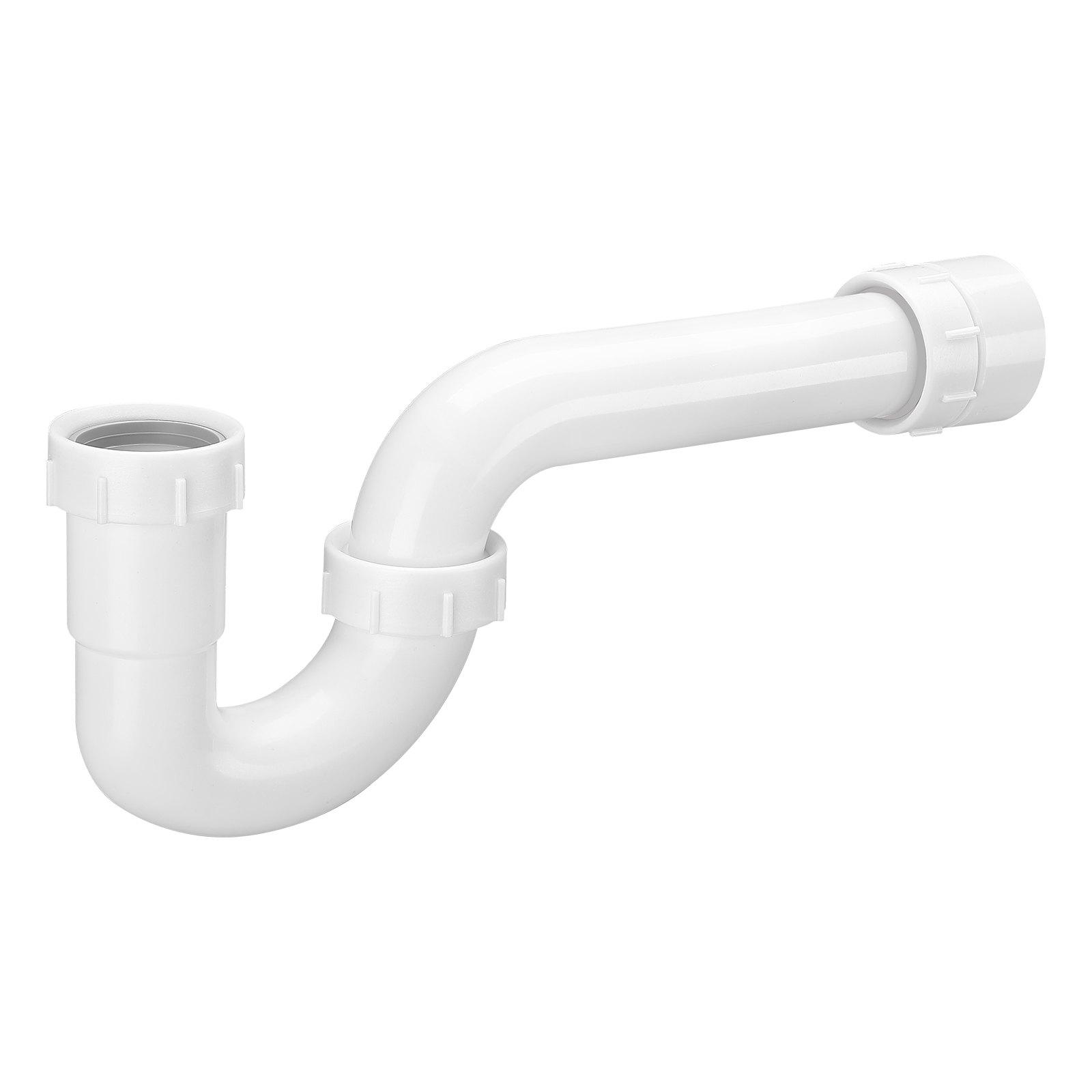 VEVOR P-Trap, 1-1/2 Inch P Trap Sink Drain Pipe Kit with Threaded Adapter and TPU Leak-Resistant Washers, PP Plastic Pipe Basin Waste Kit, Under Sink Plumbing for Kitchen Bathroom Sewer Drain, White