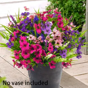 12 Bundles Outdoor Artificial Flowers, Fake Plastic Flowers, Colorful Decorative UV Resistant Fake Daisies, Faux Daisy, Faux Greenery & Shrubs for Garden, Porch, Patio, Window Box Decor, Faux Flower Decoration