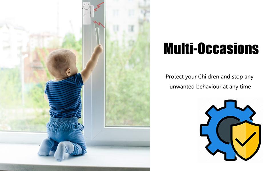 6 Pack Door Window Alarm, Burglar Sensor, Loud Door Alarms for Kids Safety, DIY for Home Security, Office Protection,Shopping Store AAA Battery