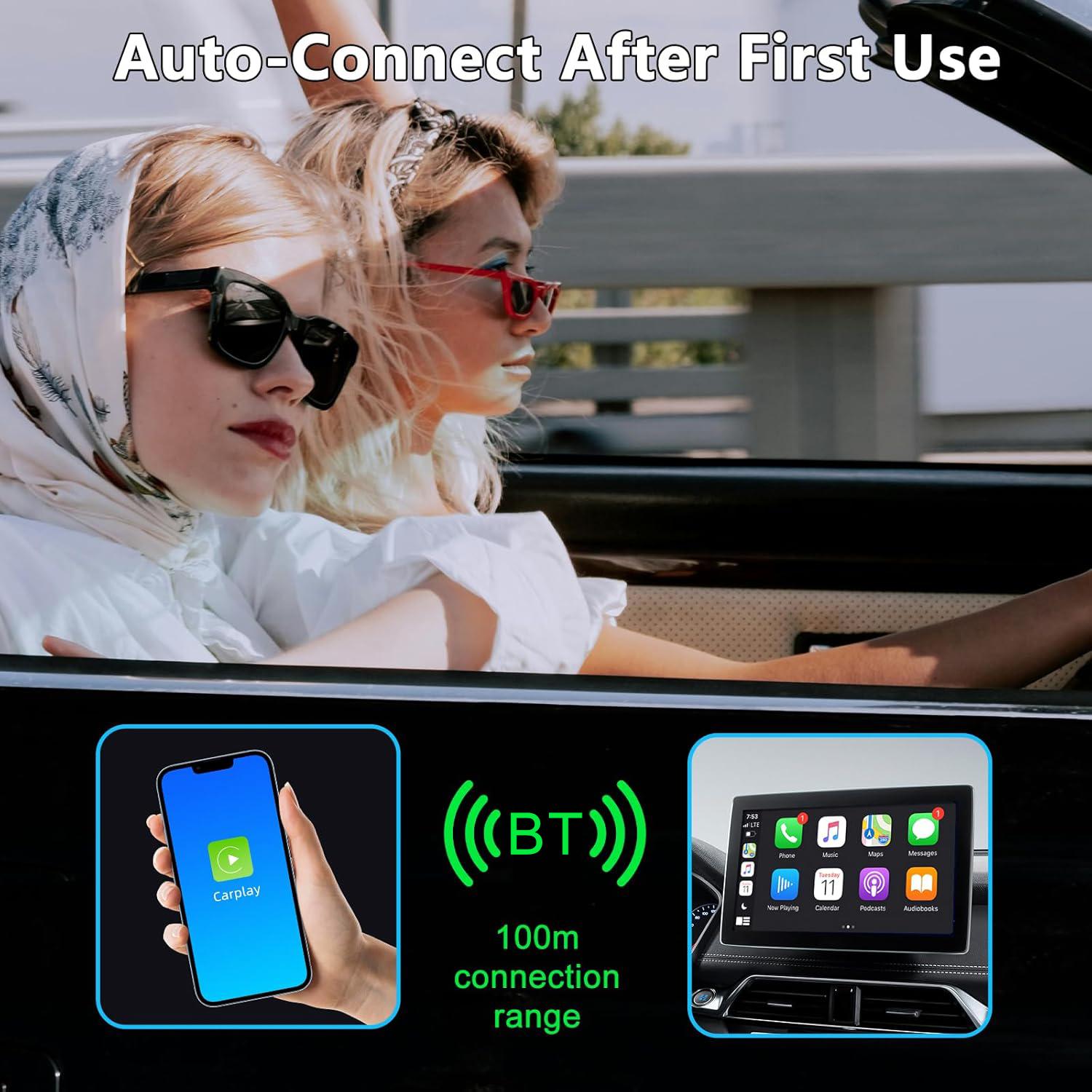 Wireless Car Screen Adapter, 1 Count Plug & Play Car Screen Adapter, Compatible with iPhone & Android