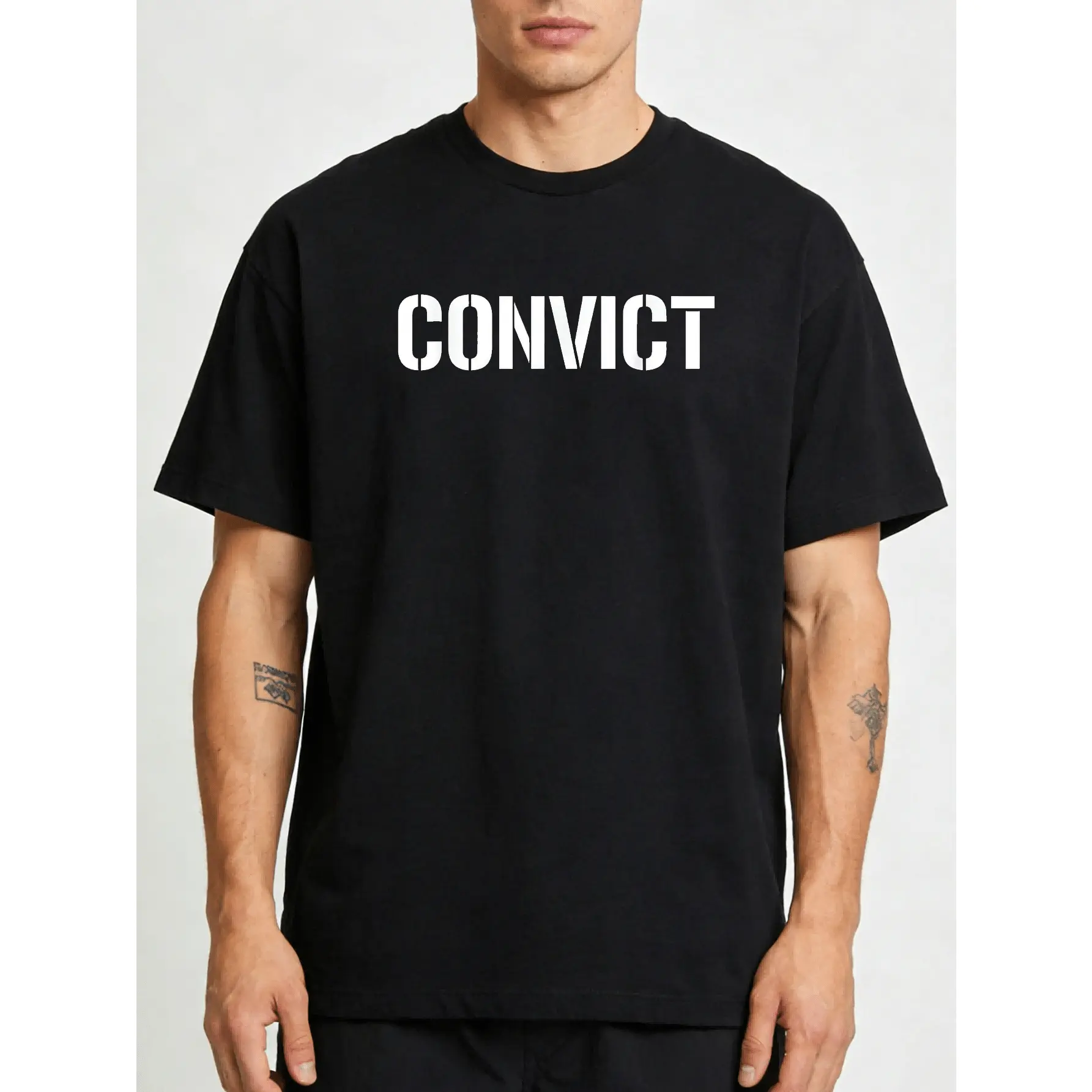 [100% Cotton] 100% Cotton  Men's & Prison Uniform T- Shirt- 220gsm Pure Retro Prisoner Costume, Themed Event Clothing for Role- Play, Rehabilitation Uniform, Machine Washable, Spring Autumn Casual Wear, PLUS SIZE.png