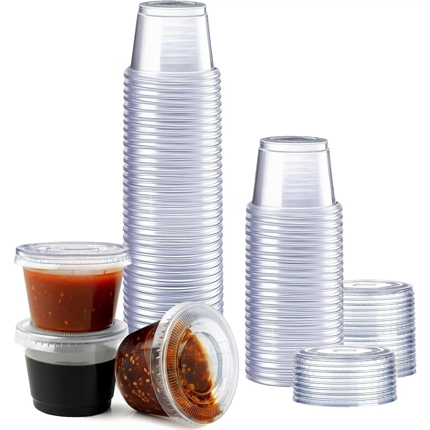 1 oz Jello Shot Cups with  [50 Count] Clear Plastic Portion Containers, Condiment Cups for Sauces, Dressings & Samples – Durable, Stackable, Leak-Resistant (Formerly Comfy Package)