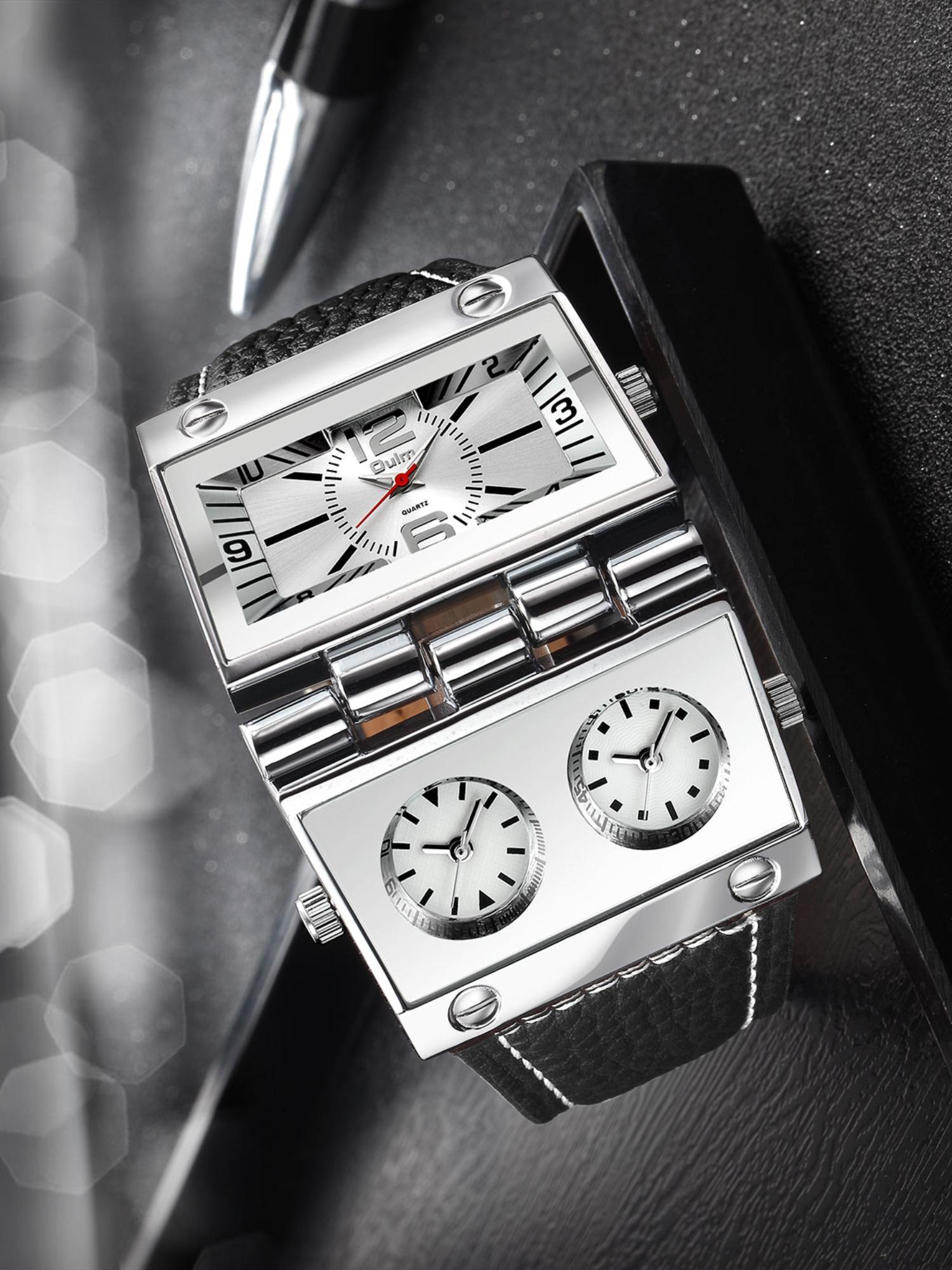 Men's Street Style Rectangle Dial Quartz Watch, Fashion Watch for Party, Daily Clothing Decor, Trendy All-match & Exquisite Watch for Birthday Gift with Box, Modern Trendy Watch