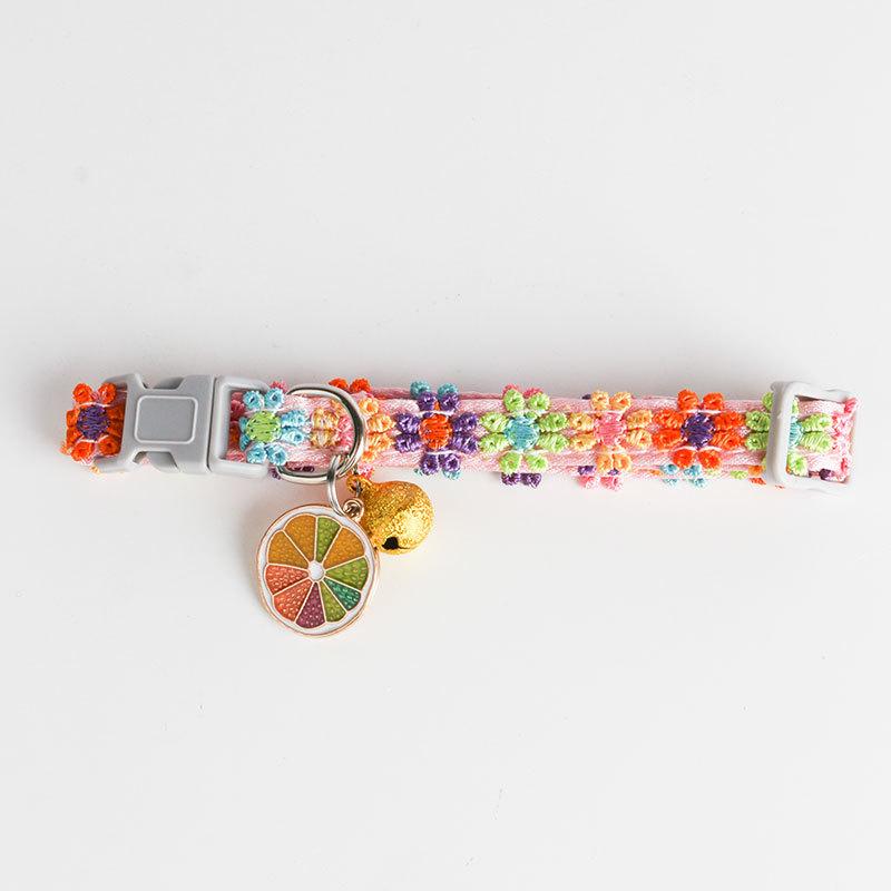 Colorful Lace Cat and Dog Collars, Harnesses, Adjustable Neck Accessories with Sunflower Heart or Lemon Pendants, Pet Everyday Wear for Small Dogs and Cats