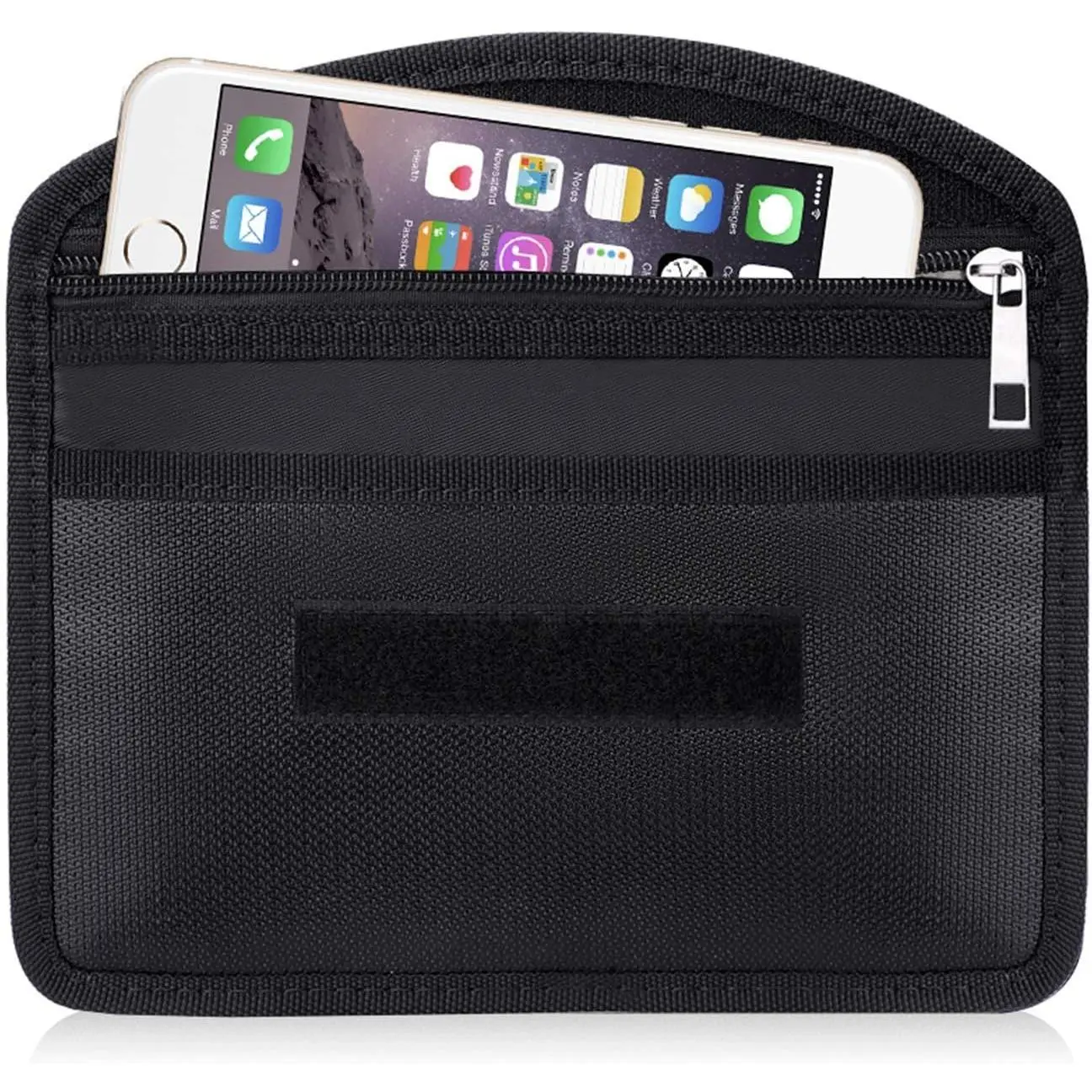 Fireproof Faraday Bag with Zipper Anti- EMF GPS RFID  Key Signal Blocker Wallet Shielding Pouch Protective Case for Cell Phone  and  Key FOB (1pcs) Black