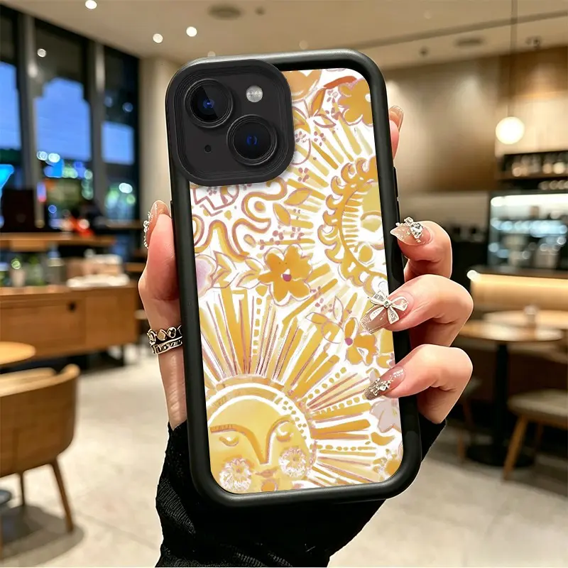 Phone case for iphone 13 13mini 14 14plus 15 15plus Gift Shockproof TPU Sunny Floral & Abstract Face Art Full cover protection Celestial Eye Layered Phone Case BOJTLRY2