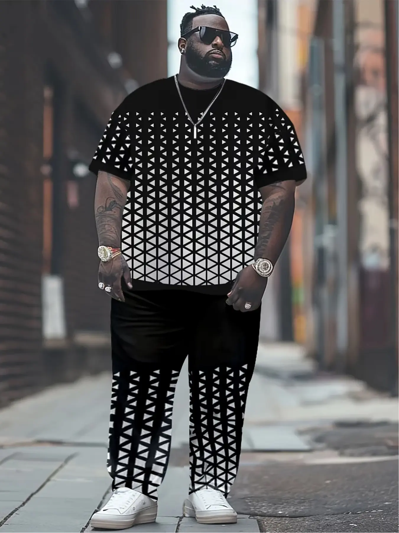 Men's 2-Piece Set, Digital Print Casual Short Sleeve Long Pants, Pattern, Comfortable for Home, Outdoors, Festive Events, Menswear