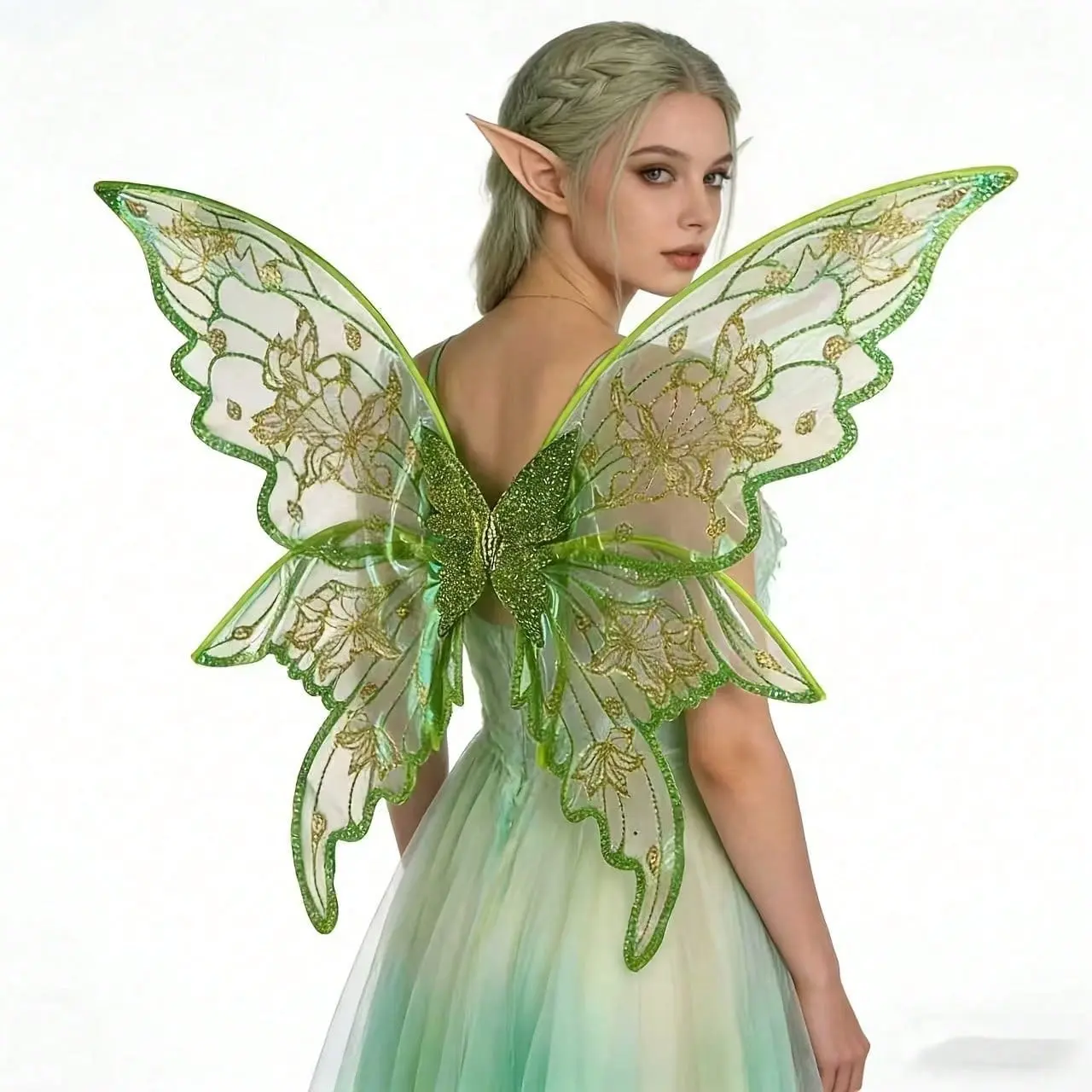 Elegant Role-Playing Fairy Wings, Butterfly Halloween Party Decor, Sheer Elf Wing Backpiece, Pressed Butterfly Wings, Cosplay Costume Accessory, Lightweight
