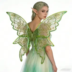 Elegant Role-Playing Fairy Wings, Butterfly Halloween Party Decor, Sheer Elf Wing Backpiece, Pressed Butterfly Wings, Cosplay Costume Accessory