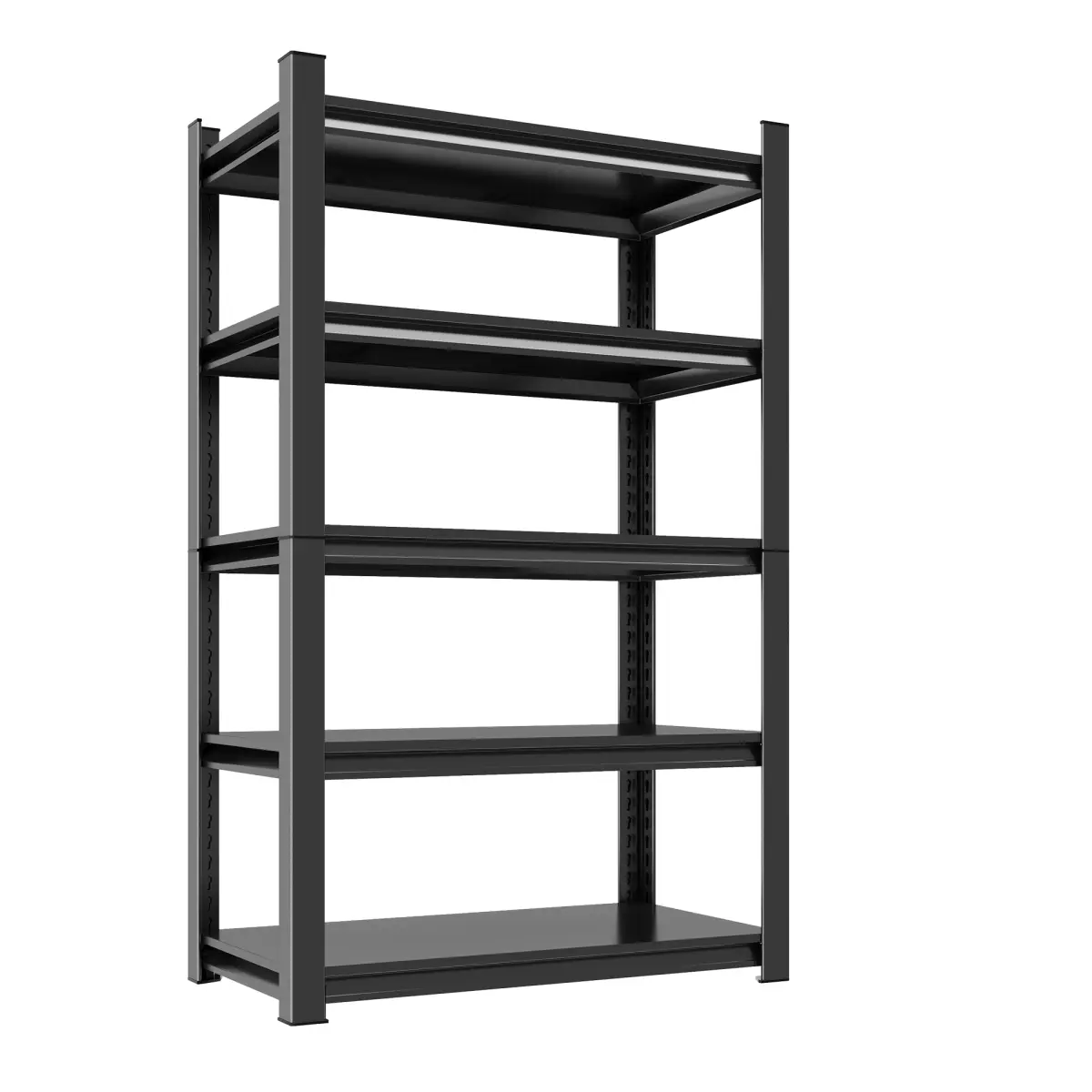 5-Tier Heavy Duty Metal Storage Shelving Unit, 2000 LBS Load Capacity Adjustable Shelves Organizer Rack for Home, Garage & Warehouse, 71.20"H x 35.43"W x 17.72"D, Black On-Site   RR, Shelf, Tool, Rubber, Steel
