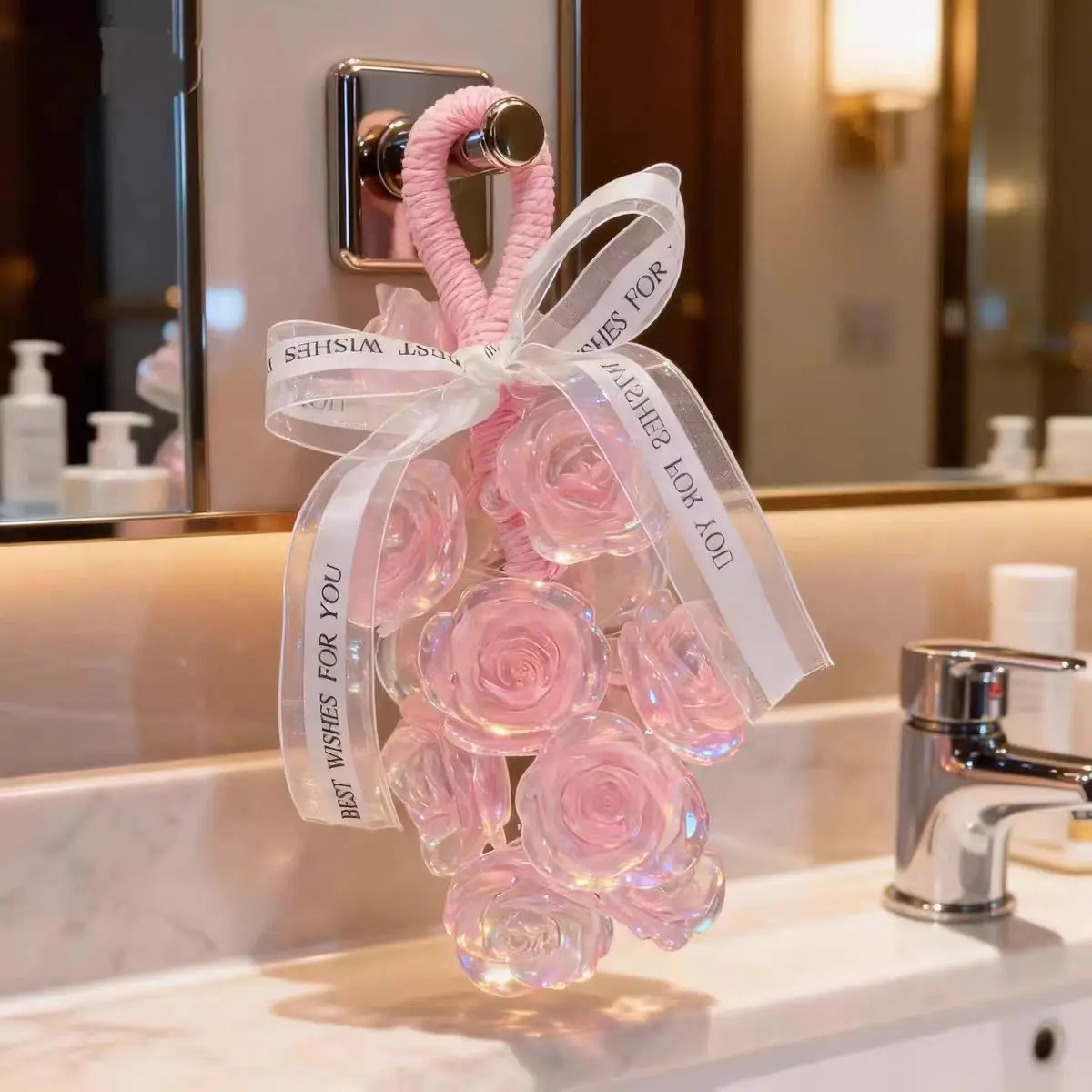 Crystal Rose Handmade Soap Set, 14 Crystal Rose Flowers, Natural Plant Essential Oils, Gentle Cleansing Moisturizing, Fun Shape, Gift Boxed, Soap Roses Bouquet