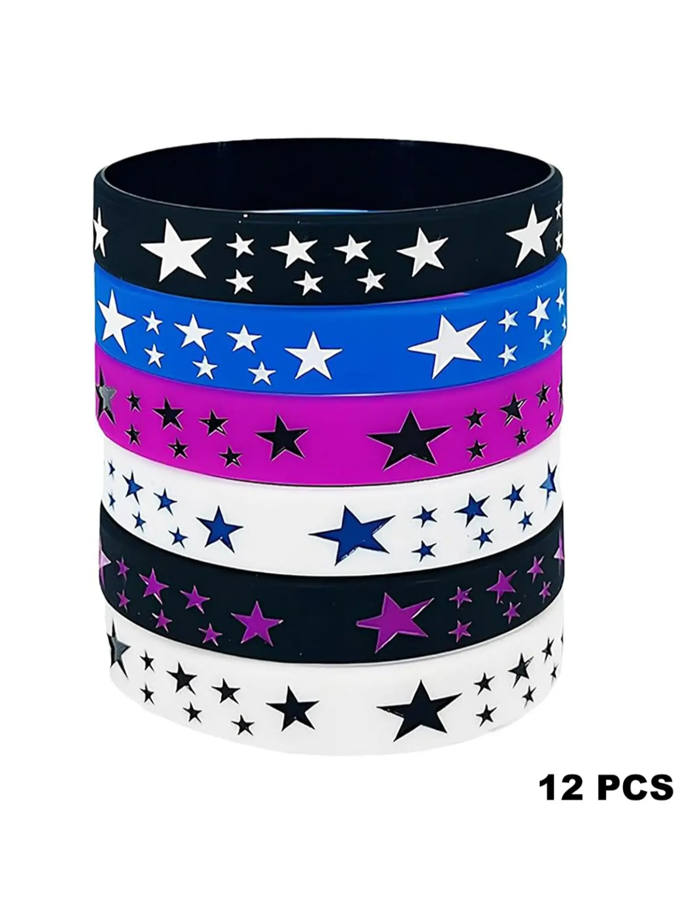 12 Pcs Star Silicone Bracelets, Unisex Emotional Theme Rubber Wristbands, Comfortable & Durable, Perfect Gift Idea