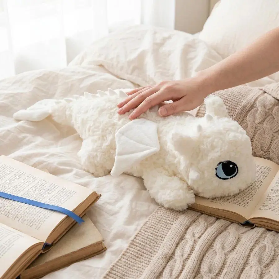 Cute White Dragon Plush Toy Body Pillow Large Cartoon Dragon Stuffed Doll Cushion Soft Pillow Anime Cushion Decor Plush Toy Gift