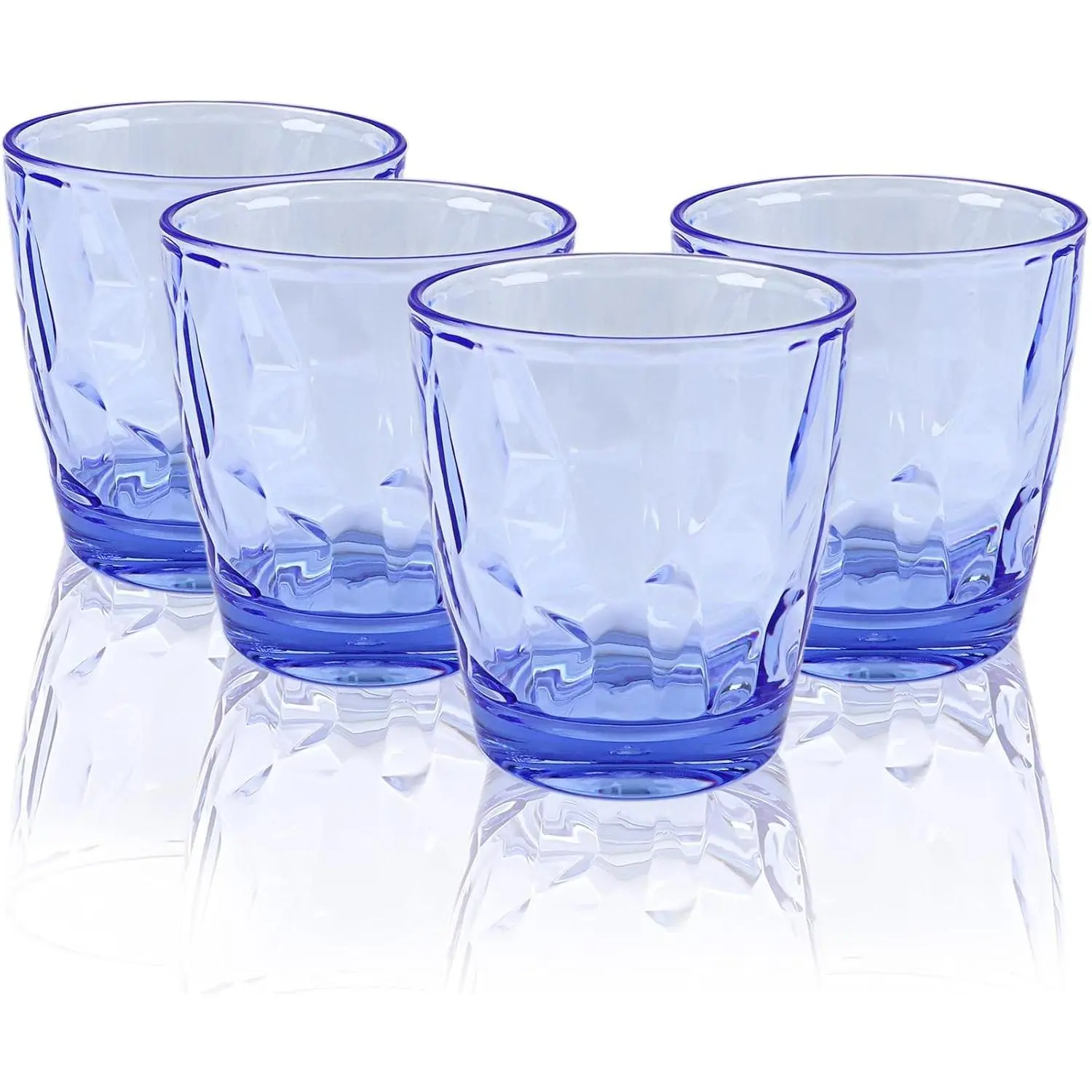 Plastic Glassware Tumbler Dishwasher Safe, Set of 4 Unbreakable Drinking Glasses, 10.5oz   Cups for Everyday Use (Blue)