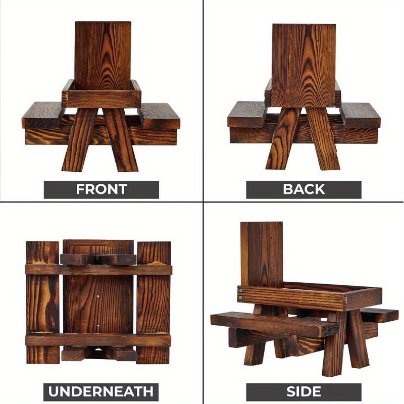 Wooden Squirrel Feeder with Umbrella, Durable Corn Cob Stand, Suitable for Chinchillas