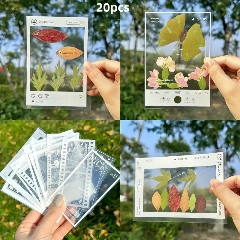 20 Self-Adhesive Handmade Stickers, Glossy Geometric Leaf and Flower Design, Reusable Pet Plastic Stickers for Scrapbooking, Journal Markers, Home Decor