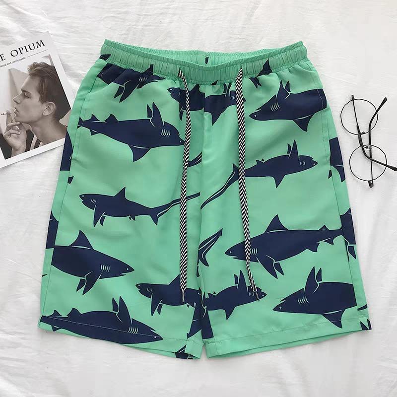 Quick-drying beach pants five-point pants printed seaside flower underpants