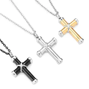 Stainless Steel Classic Cross Cremation Ashes Urn Necklace Keepsake Jewelry Ashes Memorial Pendant 20"Chain