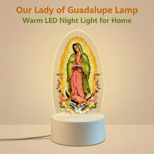Sacred Our Lady of Guadalupe Prayer Lamp, 3-Color USB Warm Light Spiritual Decor, Home Religious Decoration, Baptism Essential, New Home Gift