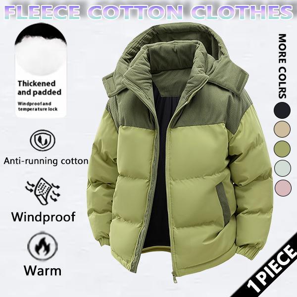 Winter hooded casual fleece-lined men's coat,removable hood,warm color-blocked cotton jacketcouples' style winter cotton coat, outerwear top. SpringStatements