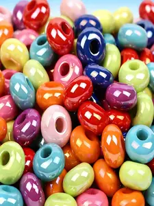 33pcs 8*14mm colored abacus beads, solid flat round wheel beads with large holes, loose beads suitable for DIY decoration, clothing decoration accessories, handmade beading accessories, DIY decorative beads, can be used for necklaces, bracelets, keychains