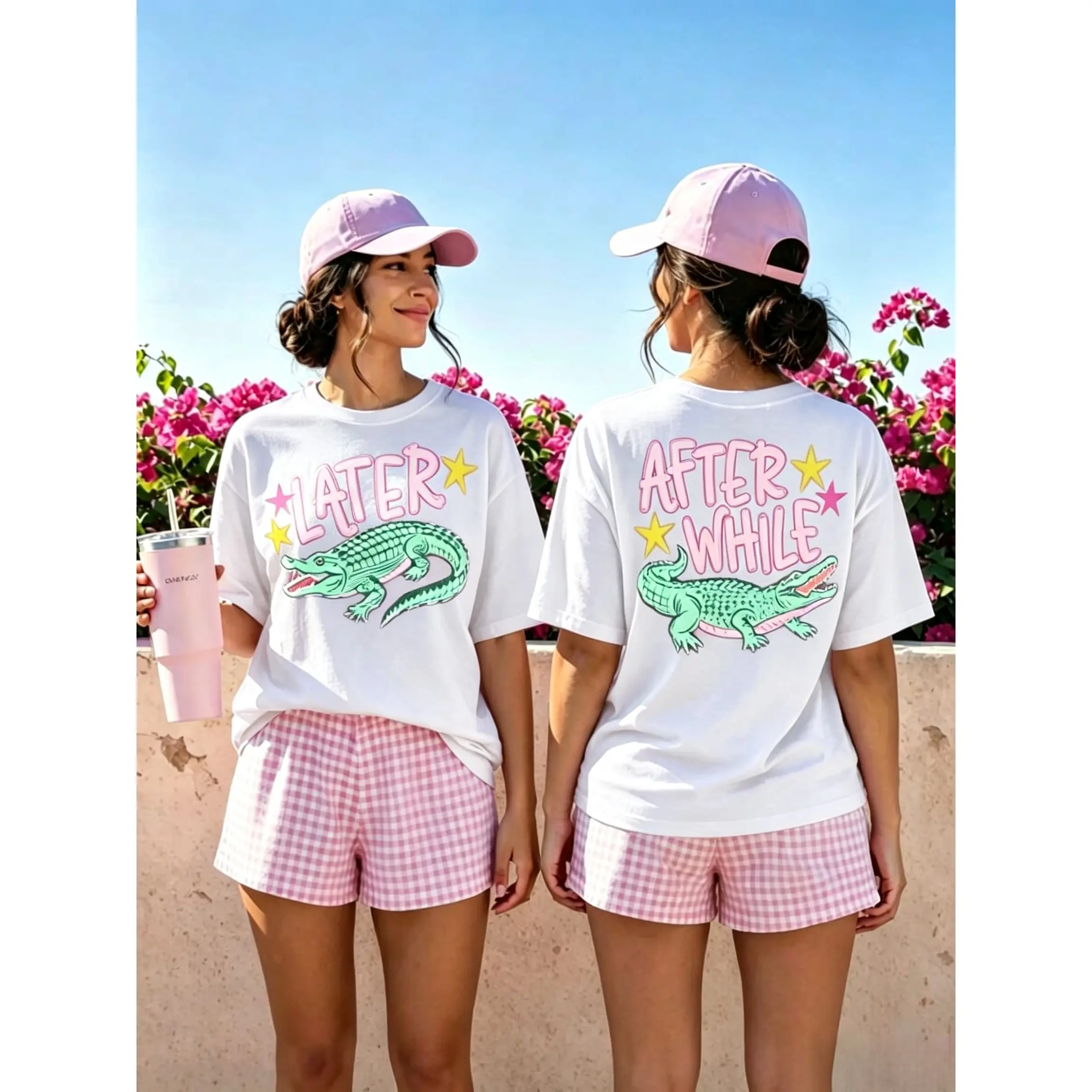 Later Alligator After While Crocodile Funny Graphic Tee Cute Cartoon Print Casual T-shirt Humorous Crocodile Quote Streetwear Tee