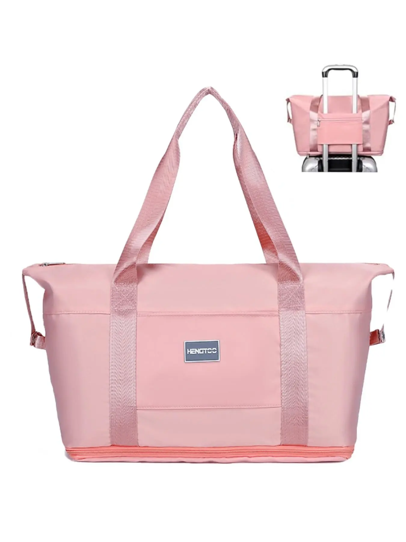 Expandable Women's Travel Bag, Travel Weekender Bag, Casual Sports Bag for Weekend Outing, Large Capacity Shoulder Bag for 15.6-Inch Laptop, with Luggage Handle Cover