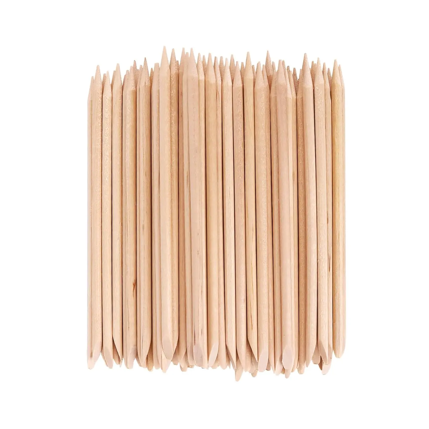 100PCS Gentle Orange Wood Nail Sticks Pack, 4.5in Dual-Headed Wooden Cuticle Pusher - Push Cuticles Tool Set for Home/Salon Manicure Use, Body Care
