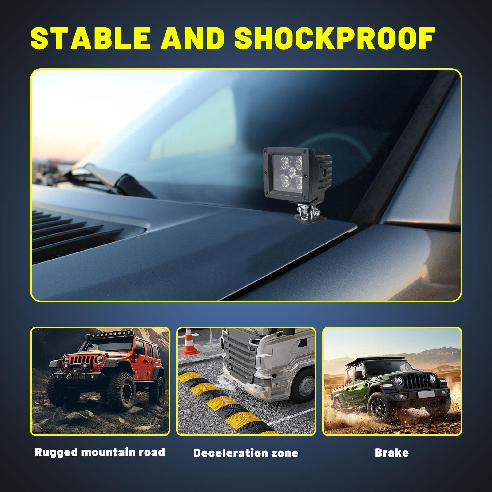 LED Light Bar Mounting Bracket, 2PCS Universal Adjustable Pillar Hood Led Work Light Mount Bracket for Off Road Jeep Truck SUV utv atv light  mounting Vehicles Stainless Steel