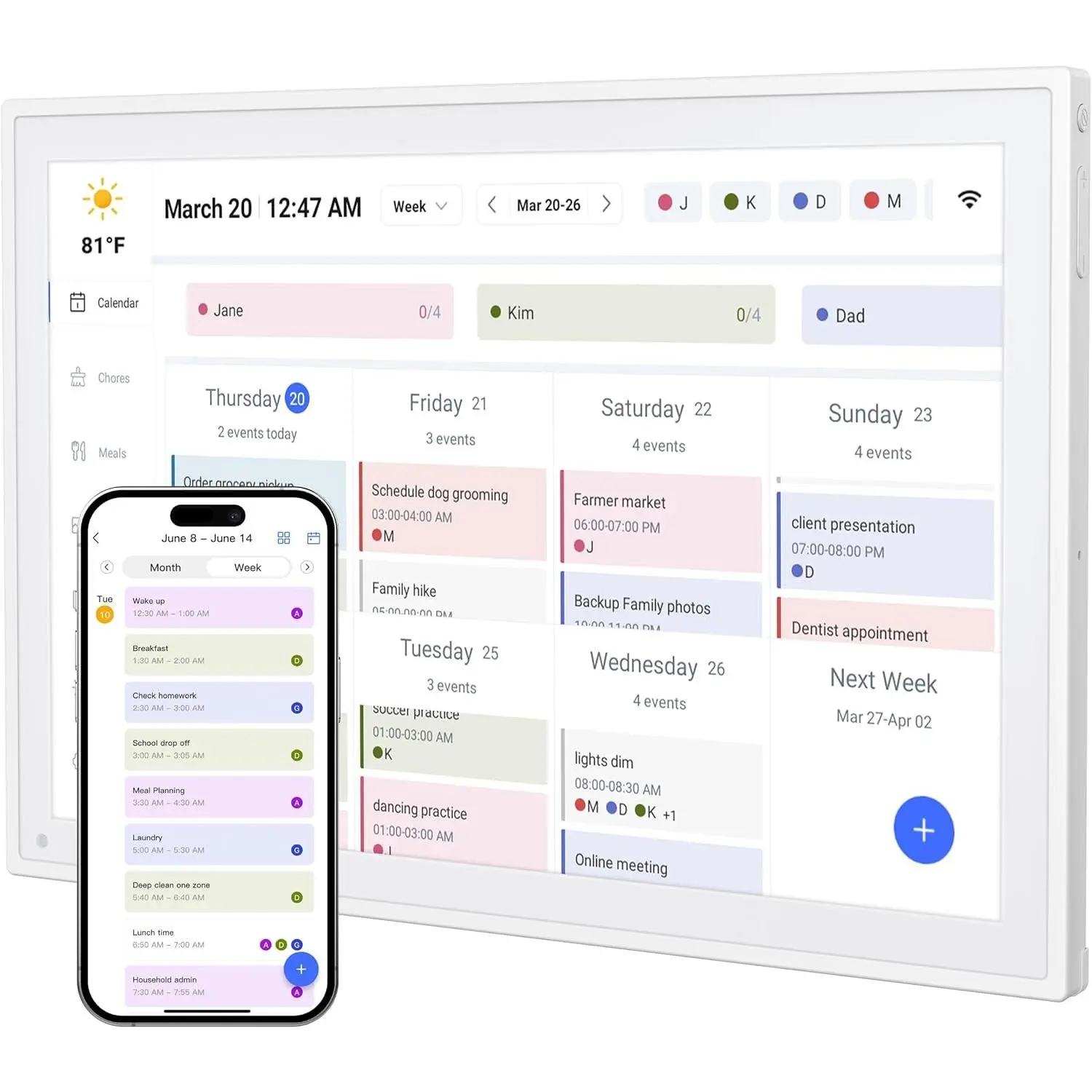 Digital Calendar, 10.1inch Smart WiFi Electronic Calendar&Chore Chart, IPS Touch Screen HD Display for Family Schedules, Share Moments Instantly from Anywhere
