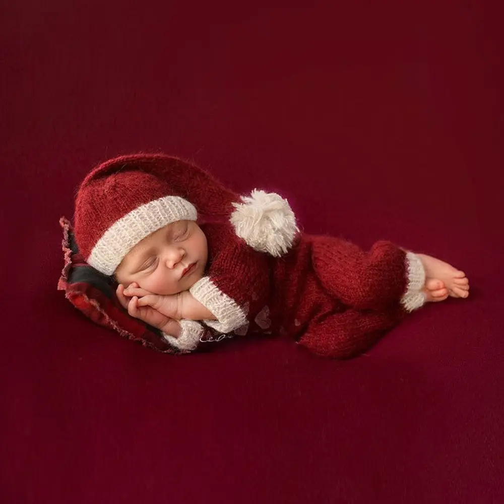 Xmas Newborn Baby Photo Props Boy Outfits Crochet Santa Claus Red Hat Pants | Newborn Picture Outfit,for Baby Girl Photography,Newborn Boy Photoshoot Outfits,Newborn Photography Prop,Xmas Photo Outfit