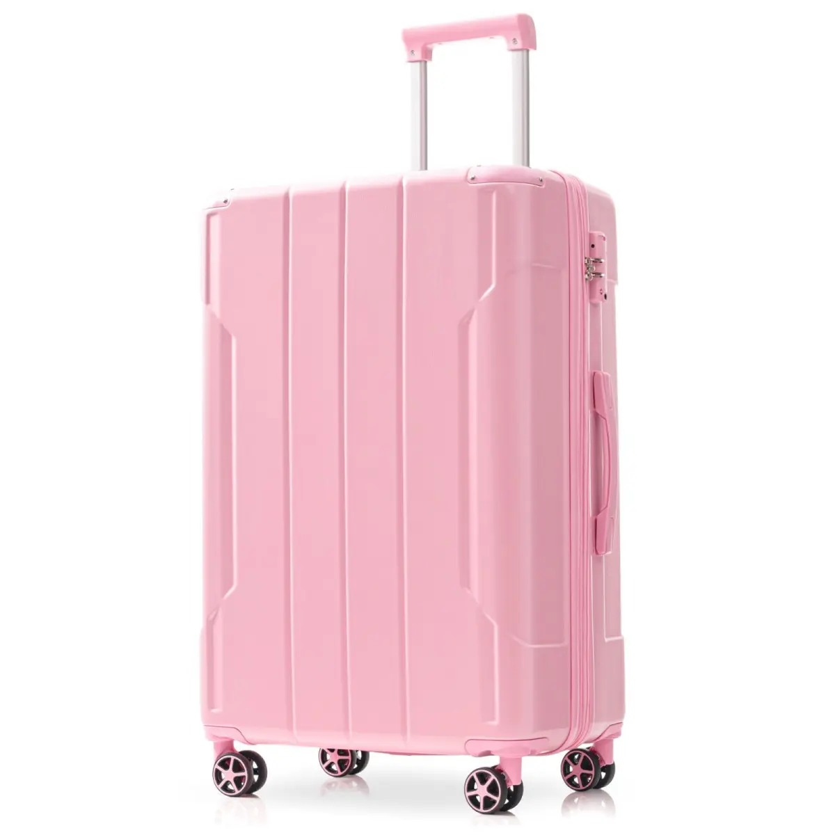Hardshell Luggage, Lightweight Durable ABS Suitcases with Double Wheels, Expandable 20/24/28 Inch Checked Travel Luggage (Pink)
