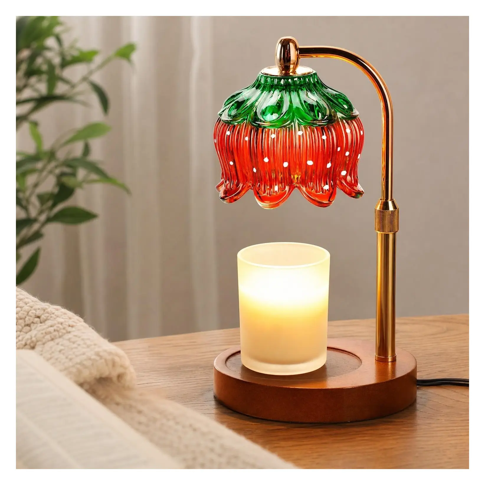 Strawberry Candle Warmer Lamp with Timer & Dimmable Brightness, Flameless Wax Melt Warmer for Jar Candles, Housewarming Christmas Birthday Gifts for Women Mom, Home DecorGift