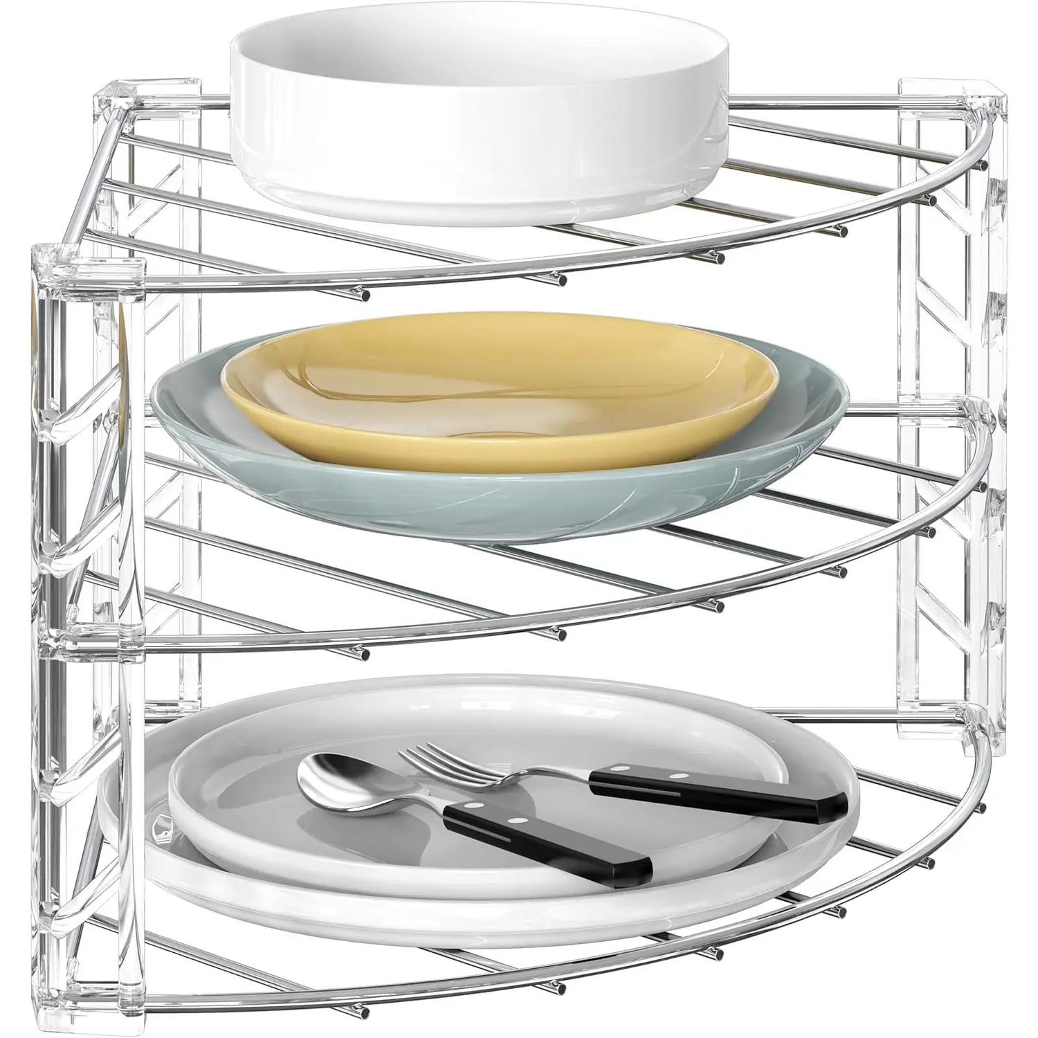 3-Tier Counter and Cabinet Corner Shelf Organizer, Chrome