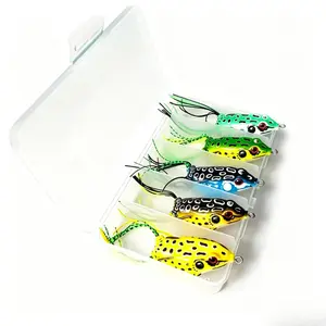 5pcs Topwater Frog Lures, Ray Frog Soft Plastic Bait for Bass, Snakehead, Musky Fishing