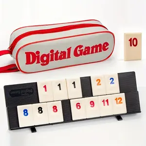 Digital Game Set with 104 Number Cards and 2 Wild Cards, 4 Card Holders Travel Storage Bag, Fun Adult Entertainment Game