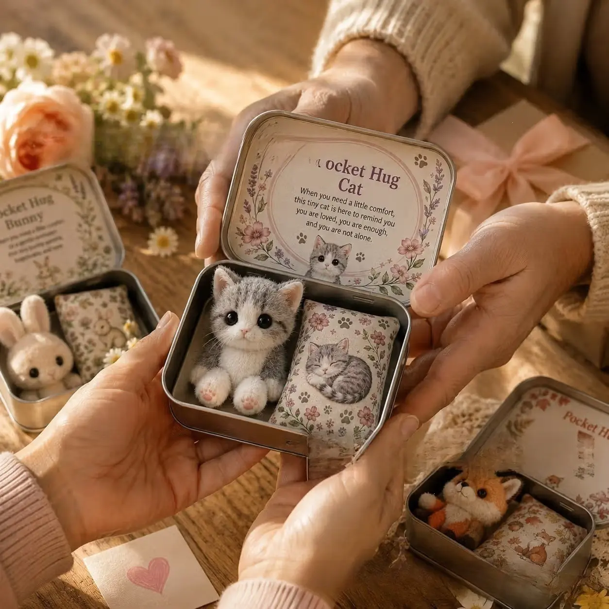 Fashionable Portable Personalized Creative New Hug Plush Keepsake Tin, Pocket Memorial Iron Box Gift, Unique Souvenir Container