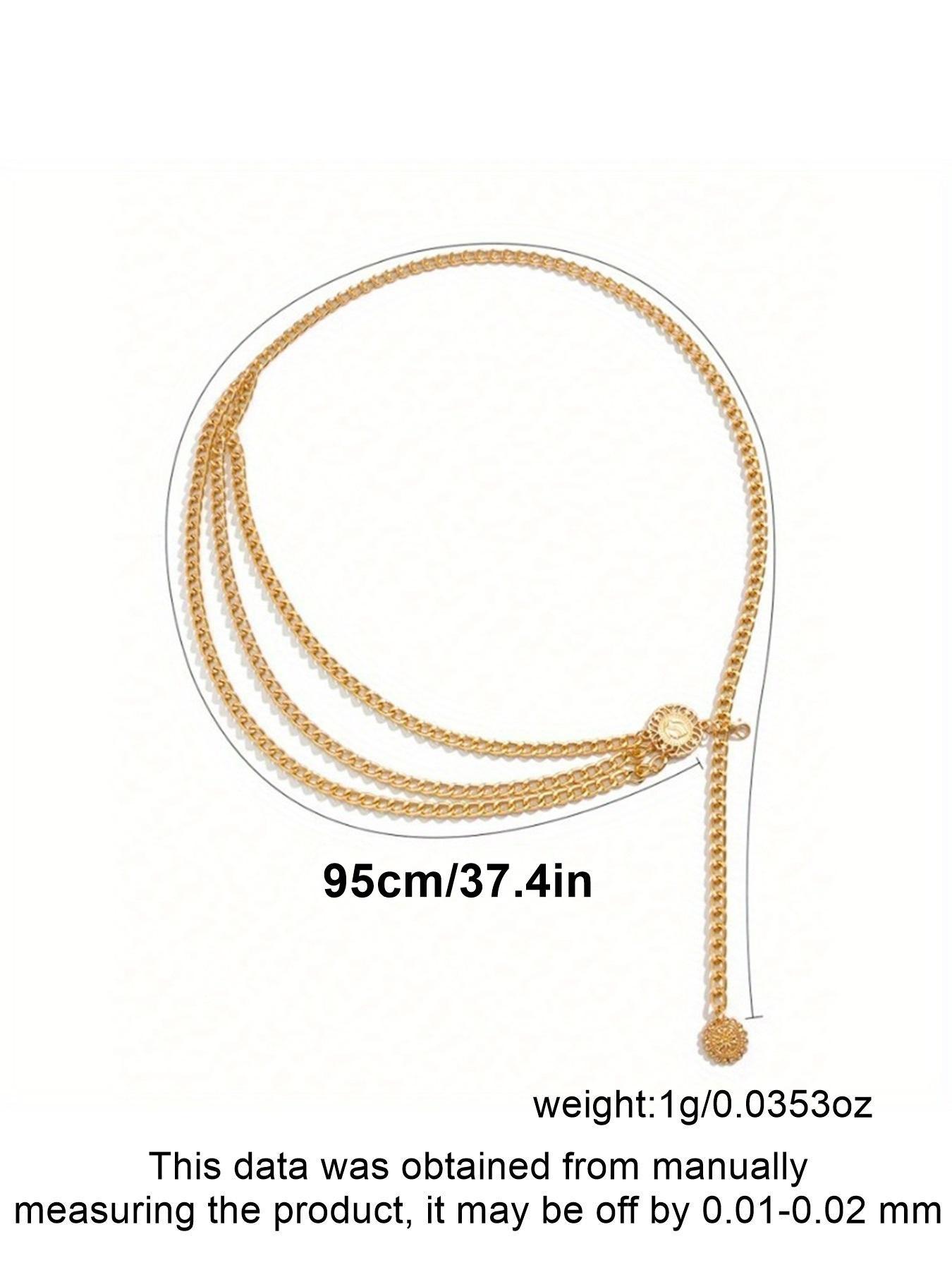 Women's Fashion Tiered Layered Chain Belt, Stylish Belts, Elegant Belt Buckle, Casual Stainless Steel Waist Chain for Dress, Fashion Versatile Clothing Accessories for Jeans