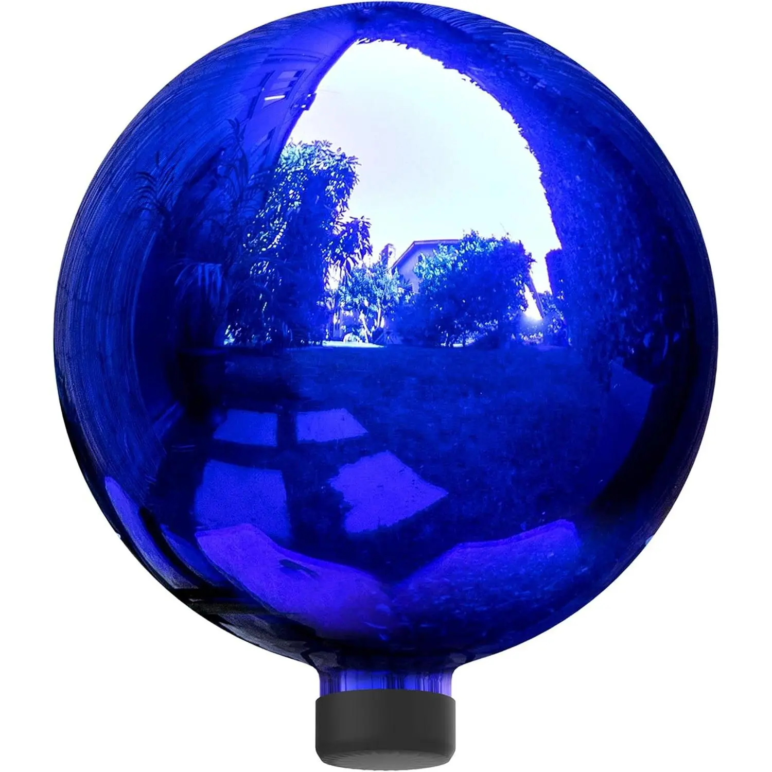 10" Indoor/Outdoor Glass Gazing Globe — Festive Garden & Yard Décor Accent — Blue