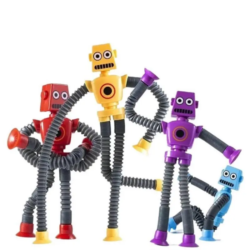 4-Piece Transformable Robot Toy, Stretch Tube, Stress Relief, Back-To-School, Holiday Gift, Birthday Gift, Unisex, Calming Fidget Set, No Battery Needed