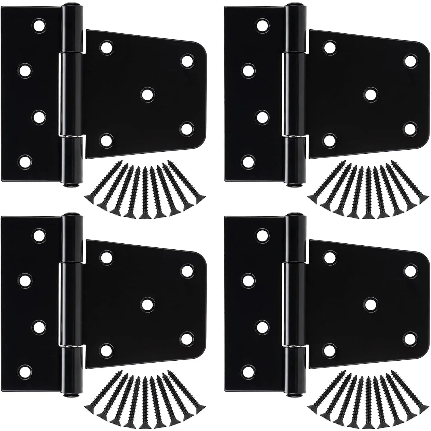 3.5 Inch Heavy Duty Gate Hinges Fence Door Hinges Durable Black Gate Strap Hinge for Indoor Outdoor, Gate Hardware Kit for Shed,Wooden Fences,Vinyl Fence Gate,Barn Door,Garage,2 Pack