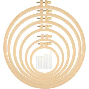 6 Pcs Embroidery Hoops in 6 Sizes, Round Plastic Cross Stitch Hoop with 16 Needles (3.6In to 10.7In), Cross Stitch Hoops and Frames for Embroidery Craft Sewing
