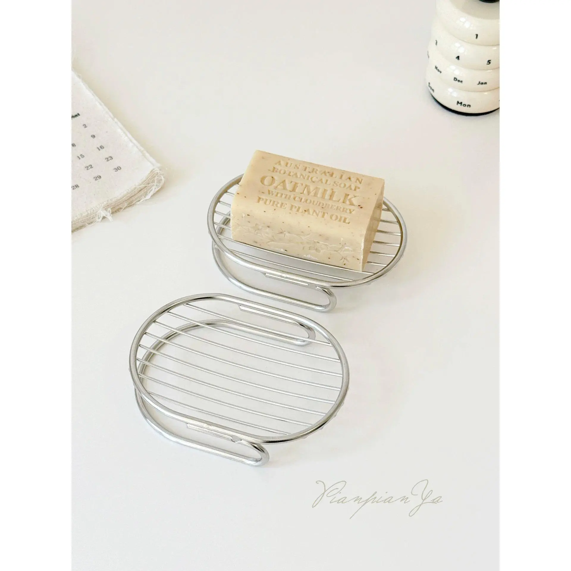 Simple 304 stainless steel soap holder bathroom shower tray soap rack storage stand countertop laundry soap box