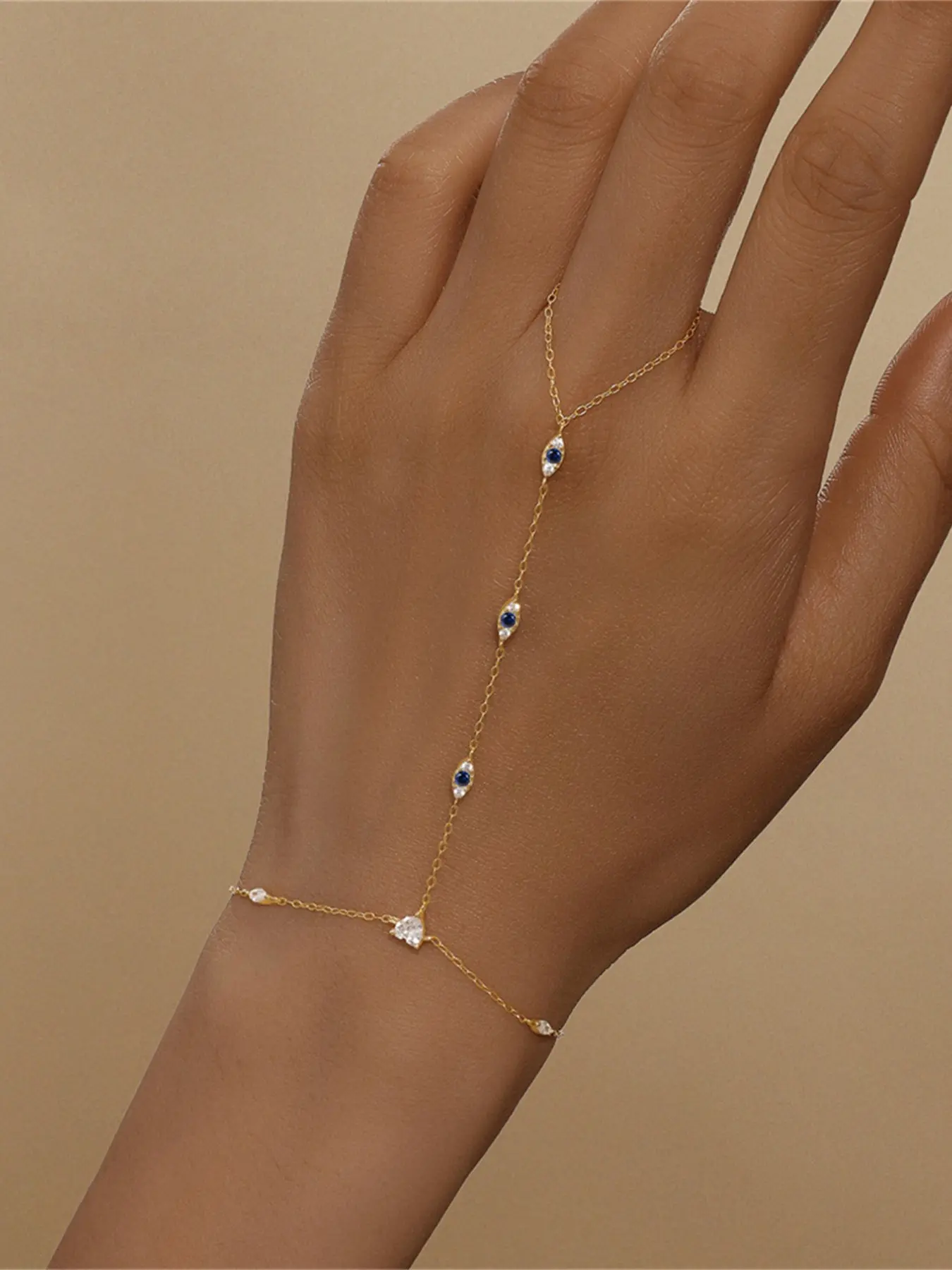 Sterling Silver Hand Chain Bracelets for Women, Dainty Ring Bracelet Hand Chain,Cubic Zirconia Bracelet Jewelry Gifts