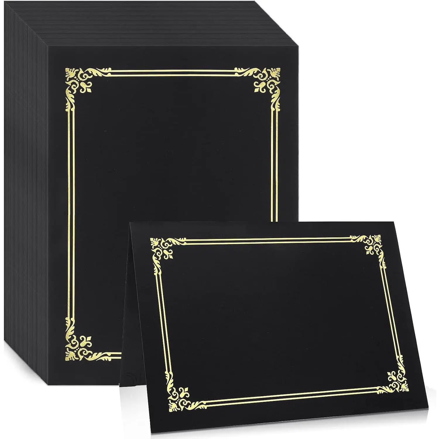 60 Pcs Black Certificate Holders Diploma Covers Folders with Gold Foil Border, Fits 8.5 x 11 Inches Letter Size for Diploma Documents Awards Paper Graduation