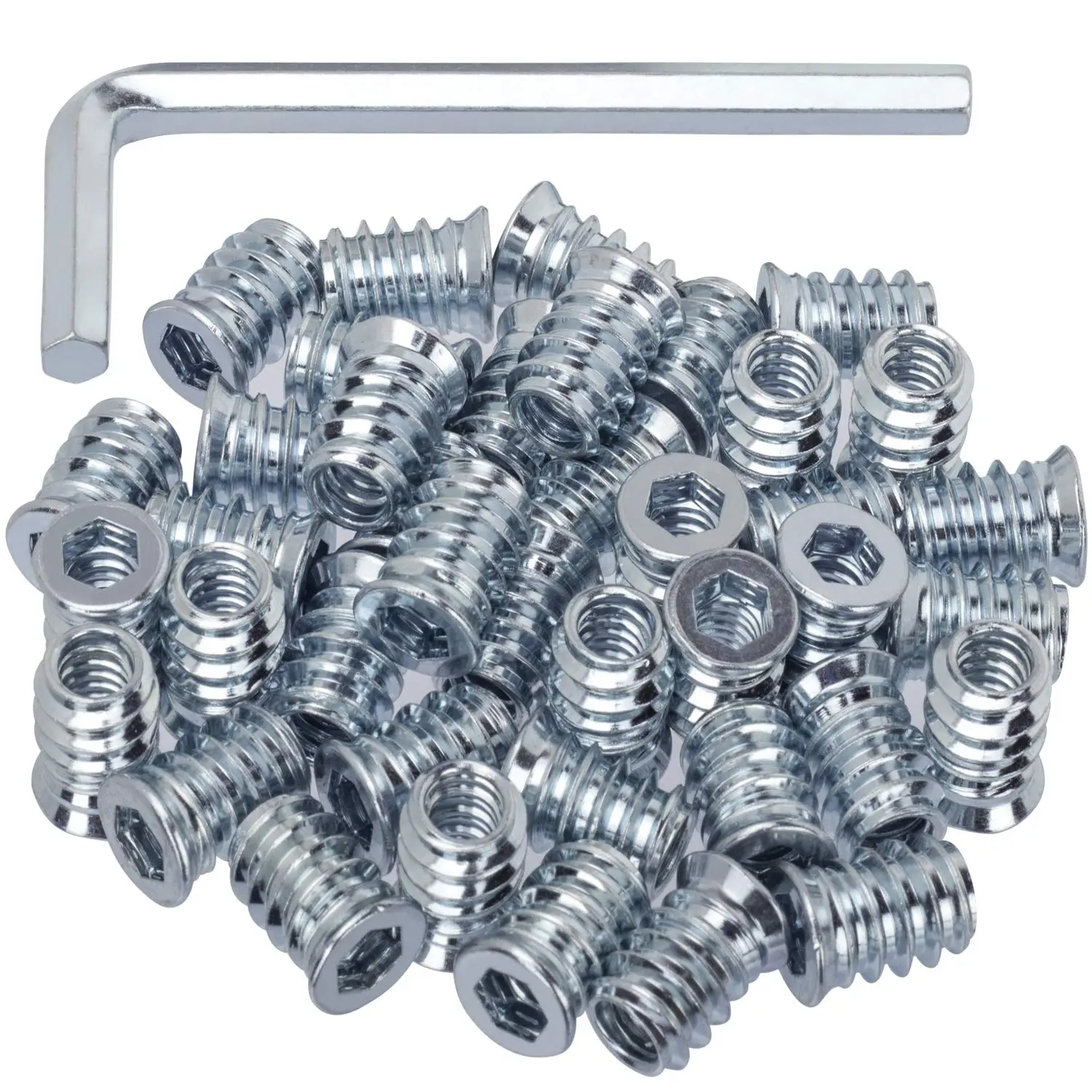 40 Pack Threaded Inserts, 1/4"-20 x 15mm,  | Screw in Nut Threaded  Inserts, for  Furniture(with 1/4" Allen Wrench)