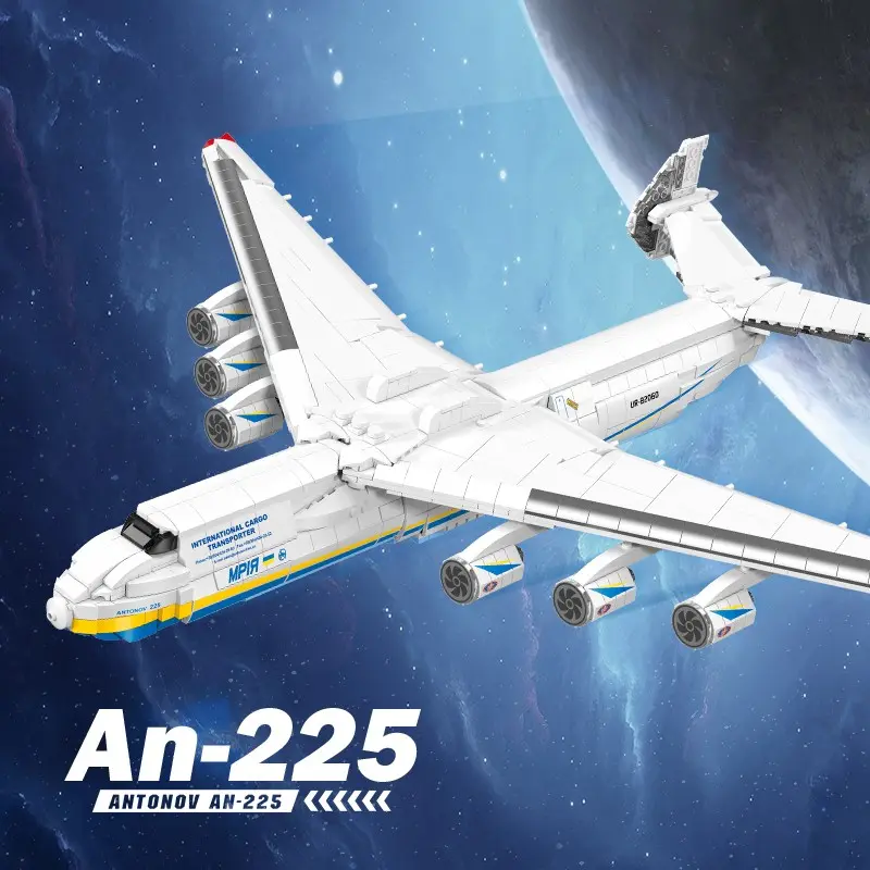 1728PCS An-225 Transport Plane Building Blocks Model Desktop Ornaments Assembly DIY Building Model Small Particle Aircraft Bricks Toys Airplane Enthusiast Colloection Gifts For Birthday Christmas Collectible Building Blocks